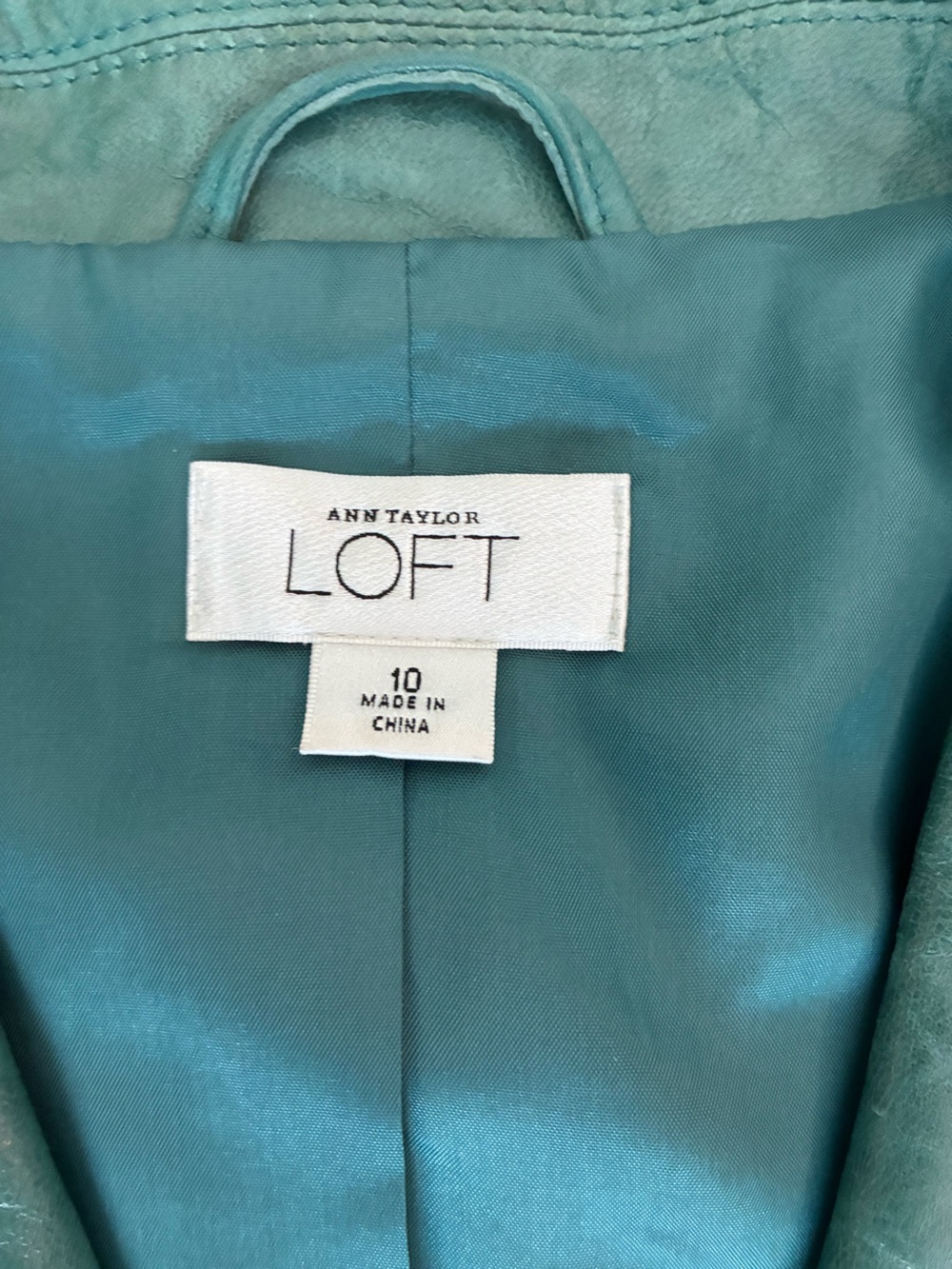 Vintage Y2K Ann Taylor LOFT Green Genuine Leather Blazer - Picture 10 of 15